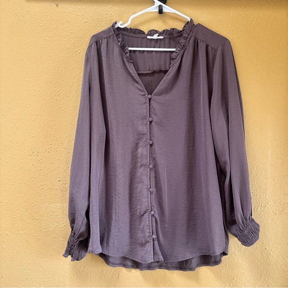 Maurices Laven Ruffle Button-Up Blouse - Picture 2 of 7